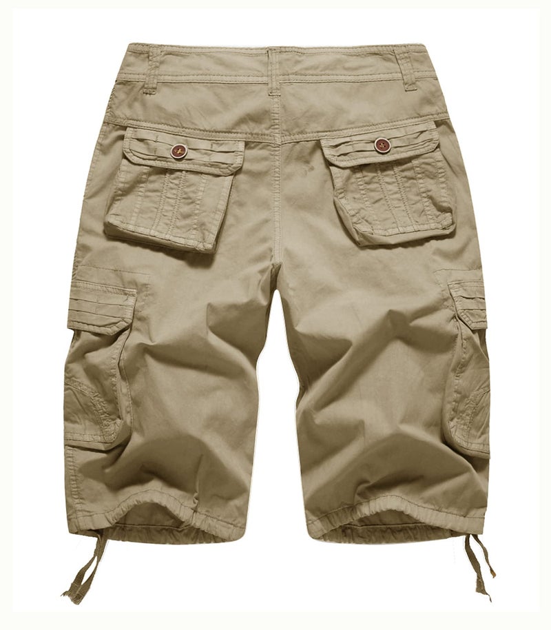 FOURSTEEDS Women's Casual Twill Cotton Fitted Multi-Pockets Camouflage Bermuda Cargo Shorts Khaki US 8 - Image 2